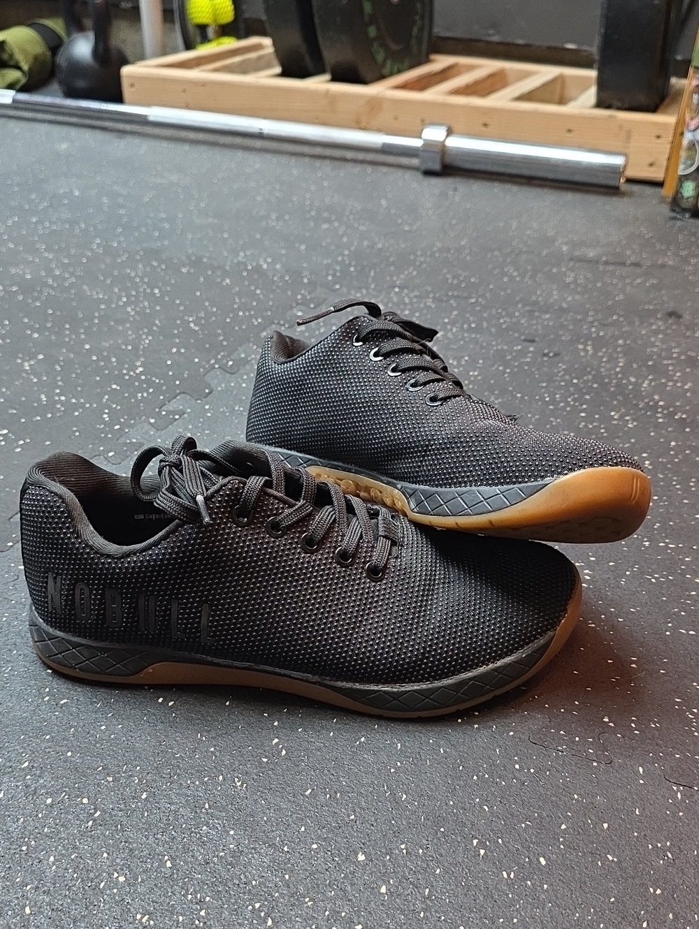 NOBULL Men’s Black Knit Sneakers with Gum Sole